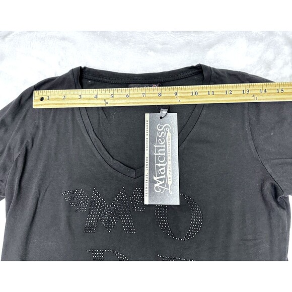 Matchless Women's Cotton Black Long Sleeve Embelished T-Shirt SZ L Made in Italy - Picture 10 of 16